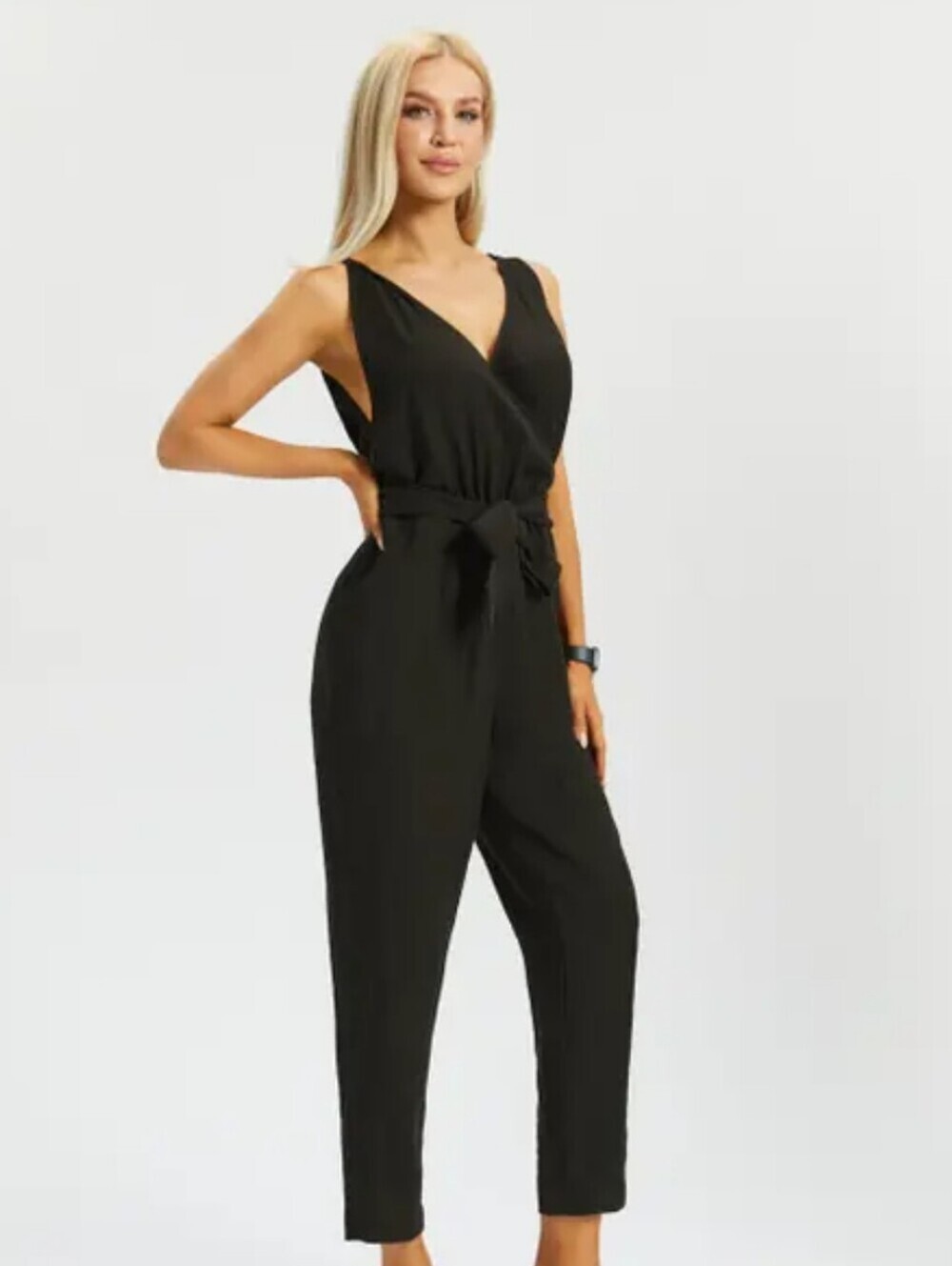 Nwt Elegant Black Sleeveless Jumpsuit with Waist Tie